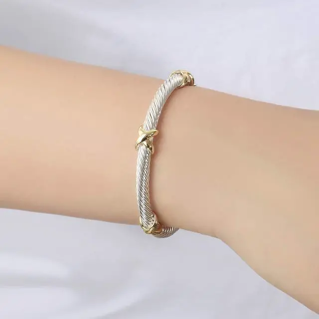 Alt view image 4 of 6 - Jewelry Bracelet Triple Criss Cross X Shape Infinity Twisted Cable Bangle Designer Inspired Women Jewelry (Triple No Stone)