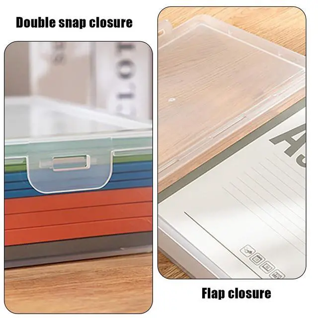Alt view image 3 of 7 - 6 Pcs Clear Plastic Storage Box with Flap Lid, 9 x 6.7 x 2 Inch Art Supply Rectangular Containers Case, Multipurpose Craft Organizers for Notebooks, Beads, Pencils, Ornaments Accessories