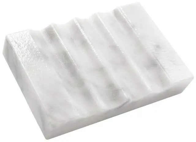 Main image of WeDoDecor Real Marble Soap Dish for Shower Stone Tray Small Bar Soap Holder with Self Draining | Non-Slip, Luxury Bath Room Accessories (White)