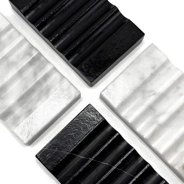 Alt view image 2 of 4 - WeDoDecor Real Marble Soap Dish for Shower Stone Tray Small Bar Soap Holder with Self Draining | Non-Slip, Luxury Bath Room Accessories (White)