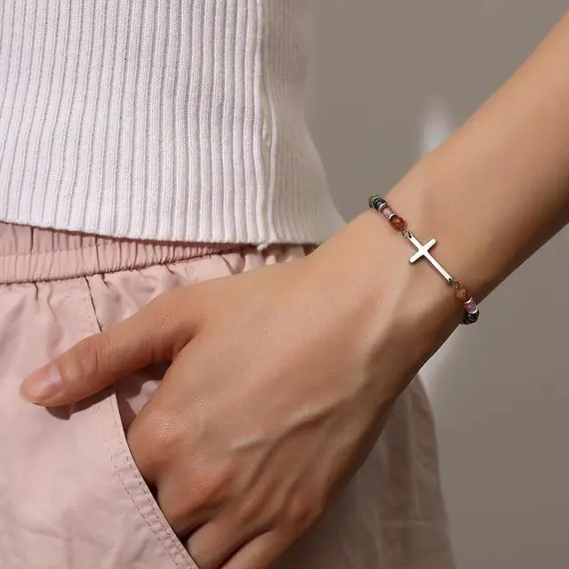 Alt view image 5 of 7 - Christian Gifts for Women, Sister in Christ Cross Bracelet, Easter Graduation Gifts for Teens Women, Religious Gift Woman, Birthday Baptism Communion Confirmation Faith Jewelry