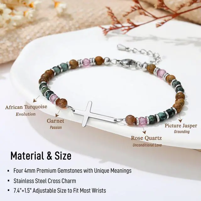 Alt view image 3 of 7 - Christian Gifts for Women, Sister in Christ Cross Bracelet, Easter Graduation Gifts for Teens Women, Religious Gift Woman, Birthday Baptism Communion Confirmation Faith Jewelry