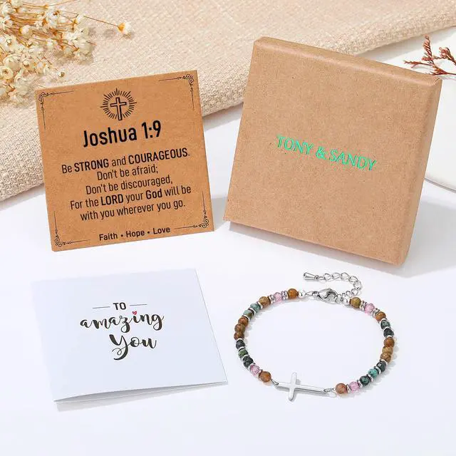Alt view image 5 of 7 - Cross Bracelet Unique Gifts for Teens Women Adults, Christian Cross Bracelets, Religious Faith Jewelry Baptism Confirmation Communion Birthday Inspirational Bible Verse Easter