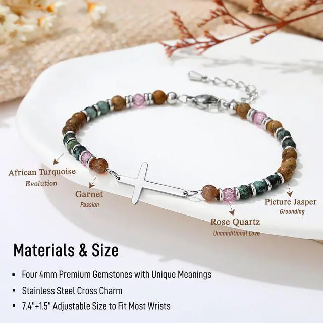 Alt view image 3 of 7 - Cross Bracelet Unique Gifts for Teens Women Adults, Christian Cross Bracelets, Religious Faith Jewelry Baptism Confirmation Communion Birthday Inspirational Bible Verse Easter