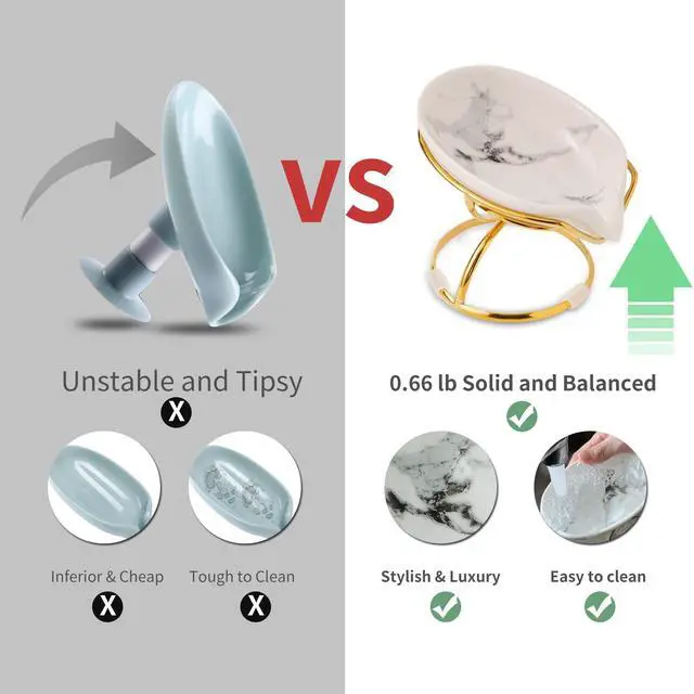 Alt view image 2 of 5 - Leaf-Shaped Ceramic Soap Dish with Drain, Holder, Saver, Tray, Bar Soap Holder, Easy Cleaning, for Shower Bathroom Kitchen Sink Bathtub, Pro-Environment White