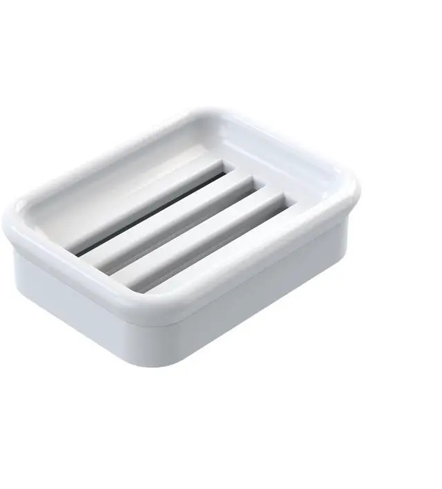 Main image of 2-Piece Composite Granite Soap Dish for Shower - Elegant Stone-Look Bar Soap Holder with Strainer - Durable & Non-Porous Soap Tray for Bathroom and Kitchen Sink, Easy Clean (White)