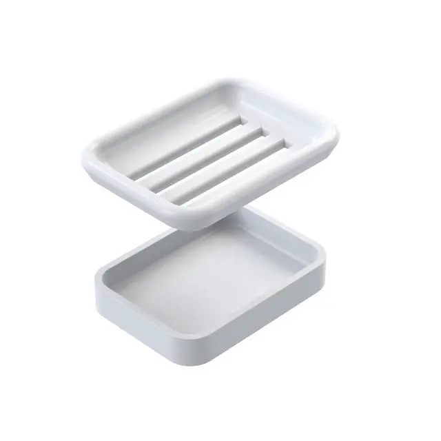 Alt view image 7 of 7 - 2-Piece Composite Granite Soap Dish for Shower - Elegant Stone-Look Bar Soap Holder with Strainer - Durable & Non-Porous Soap Tray for Bathroom and Kitchen Sink, Easy Clean (White)