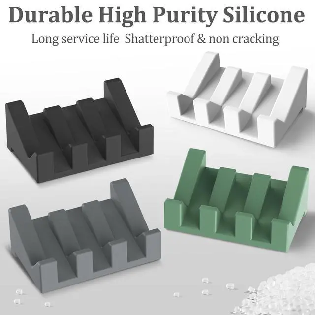 Alt view image 4 of 6 - Silicone Self Draining Soap Holder Set, 3 Soap Dishes for Bar Soap, Drying Keep Soap Clean