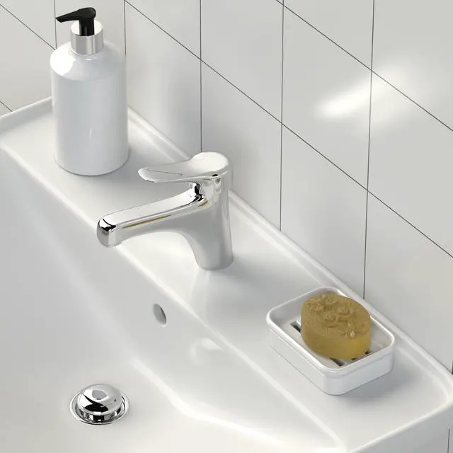 Alt view image 3 of 7 - 2-Piece Composite Granite Soap Dish for Shower - Elegant Stone-Look Bar Soap Holder with Strainer - Durable & Non-Porous Soap Tray for Bathroom and Kitchen Sink, Easy Clean (White)