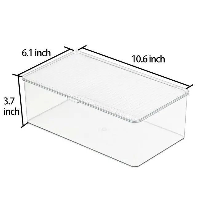 Alt view image 4 of 7 - Clear Plastic Storage Bin with Lid, Makeuo Holder, Fridge Organizer, Refrigerator Organizers and Storage, Small Container for Pantry, Office, Dresser, Bathroom, Kitchen, Snack
