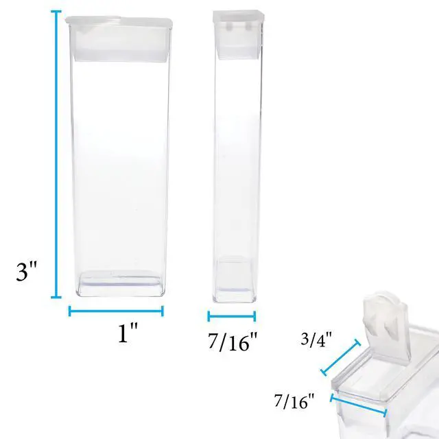 Alt view image 3 of 5 - Clear Plastic Boxes - Rectangle with a Flip Top Cap - 7/16 x 1 x 3 - Use for Beads, Bath Salts, Wedding & Party Favors, Home or Office Storage - Bag of 20