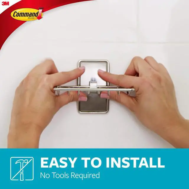 Alt view image 4 of 7 - Soap Dish for Shower, Damage Free Hanging Bathroom Soap Dish, No Tools Bar Soap Holder, 1 Satin Nickel Soap Dish and 2 Water-Resistant Command Strips
