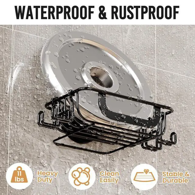 Alt view image 7 of 7 - Bar Soap Holder for Shower with Hooks, Suction Cup Soap Dish Rustproof Stainless Steel for Bathroom Accessories, Sponge Saver Black