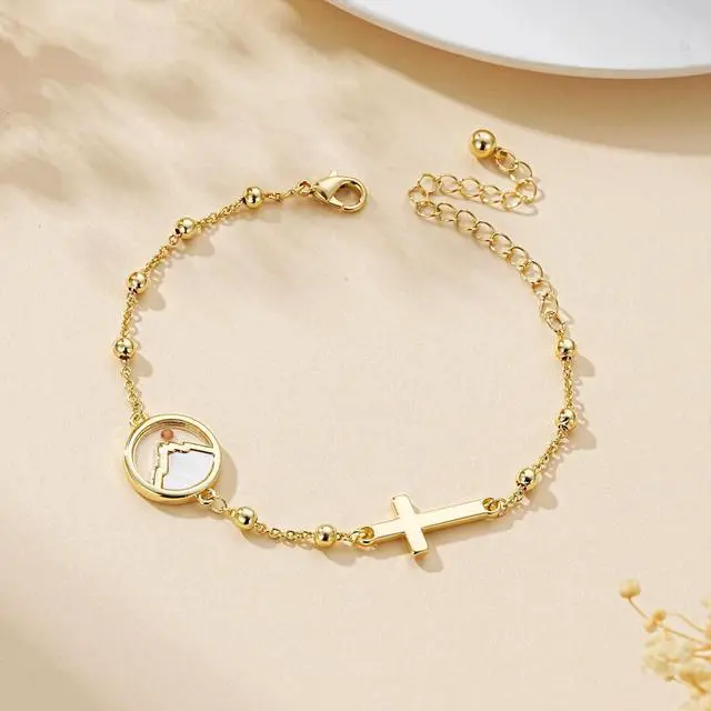 Alt view image 2 of 6 - Mustard Seed Bracelets for Women Teen Cross Gifts Christian Baptism Catholic Confirmation God Jewelry Gold