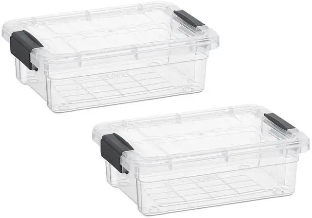 Main image of Clear Storage Boxes with Lids, 1.27 Quart Plastic Container Bins for Organizing, Stackable Crates, BPA Free, Non Toxic, Odor Free, Organizers for Home, Office and Dorm, 2 Pack