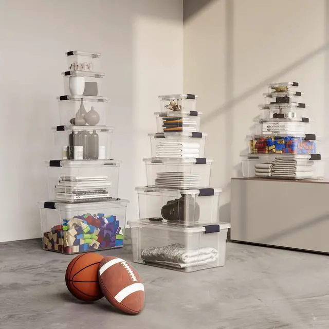 Alt view image 5 of 7 - Clear Storage Boxes with Lids, 1.27 Quart Plastic Container Bins for Organizing, Stackable Crates, BPA Free, Non Toxic, Odor Free, Organizers for Home, Office and Dorm, 2 Pack