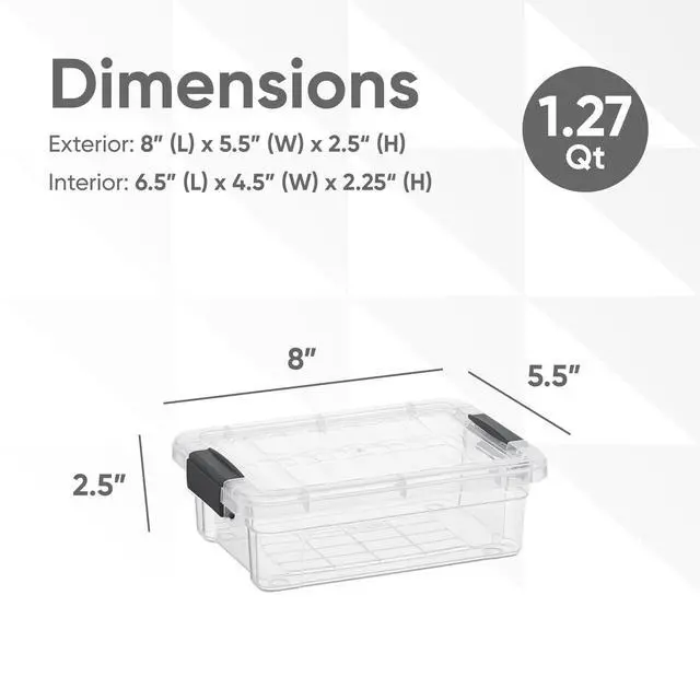 Alt view image 2 of 7 - Clear Storage Boxes with Lids, 1.27 Quart Plastic Container Bins for Organizing, Stackable Crates, BPA Free, Non Toxic, Odor Free, Organizers for Home, Office and Dorm, 2 Pack