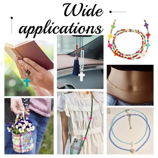 Alt view image 6 of 7 - 480pcs Acrylic Cross Beads 24 Color Easter Chunky Beads Colorful Cross Charms Spacer Loose Beads for Eid Mubarak Ramadan Christmas Decoration Jewelry Necklace Bracelets Earring Making