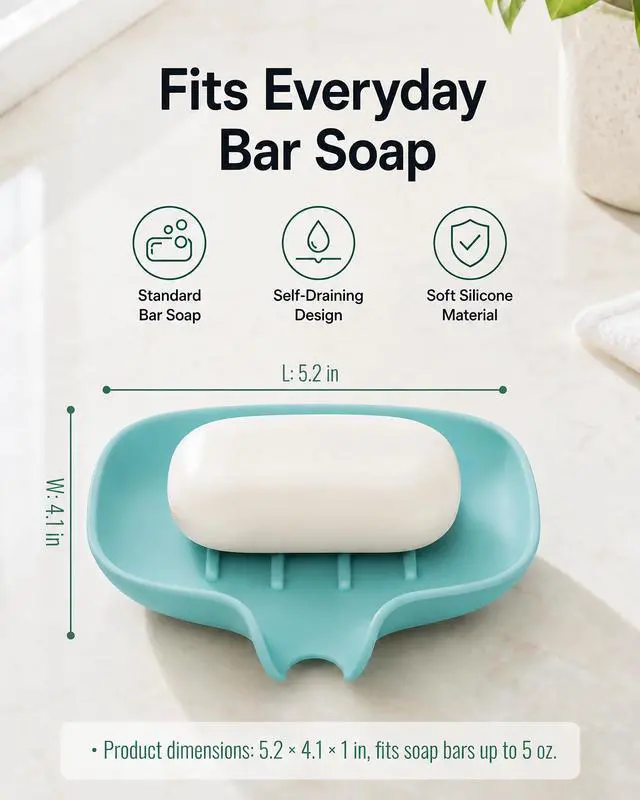 Alt view image 2 of 7 - 3 Pack Silicone Soap Dish with Drain, Bar Soap Holder for Shower/Bathroom, Self Draining Waterfall Soap Tray/Saver for Kitchen, Keep Soap Dry, Easy to Clean