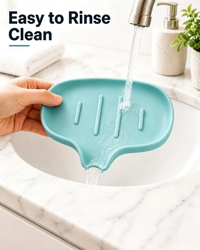 Alt view image 7 of 7 - 3 Pack Silicone Soap Dish with Drain, Bar Soap Holder for Shower/Bathroom, Self Draining Waterfall Soap Tray/Saver for Kitchen, Keep Soap Dry, Easy to Clean