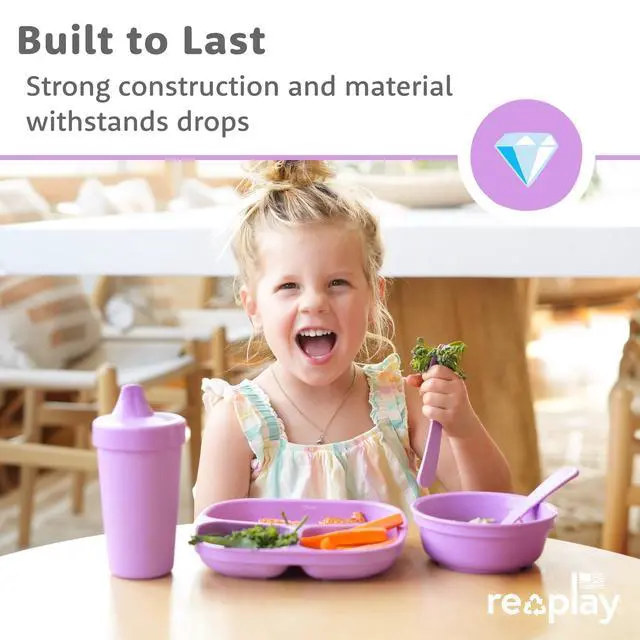 Alt view image 5 of 7 - Divided Toddler Plates Set of 3 - Deep-Walled 3 Compartment Kids Plates for Picky Eaters - Dishwasher & Microwave Safe - BPA-Free - Made in USA, Princess