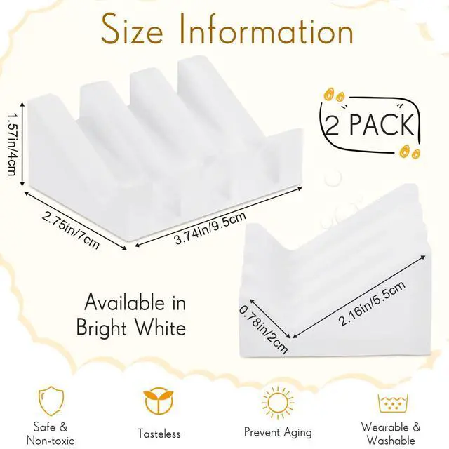 Alt view image 2 of 7 - 2 Pieces Silicone Soap Dish Self Draining Soap Dish Shower Waterfall Bar Soap Holder Tray with Drain Soap Saver for Kitchen Bathroom Accessories (Bright White)