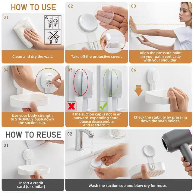 Alt view image 5 of 6 - Soap Dish Holder for Shower Suction Cup Wall Mounted Self Draining NO-Drilling Removable Bar Soap Sponge Holder for Bathroom Bathtub Kitchen Sink Waterproof Strong Vacuum Suction Adhesion