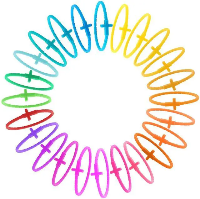 Main image of 24Pcs Rubber Cross Bracelets for Kids & Adults Silicone Jesus Bracelet Stretchable Rubber Wristbands for Easter,Christmas, Baptism, Church Party Favors, Christian Gifts (24 Colors)