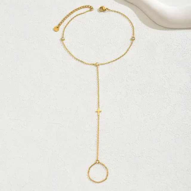 Alt view image 6 of 7 - Dainty Ankle Bracelets for Women 18K Gold Plated Tiny Cross Satellite Chain Anklets Y Shaped CZ Ankle Bracelet Jewelry Minimalist Beach Foot Jewelry for Women