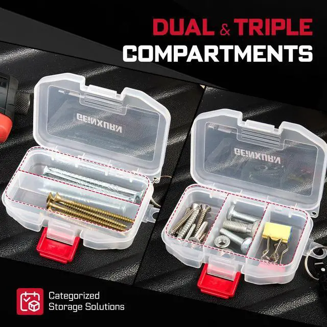 Alt view image 4 of 7 - Small Parts Organizer, 4Pcs Plastic Transparent Portable Tools Boxes with Dividers for Small Accessories Storage Cases