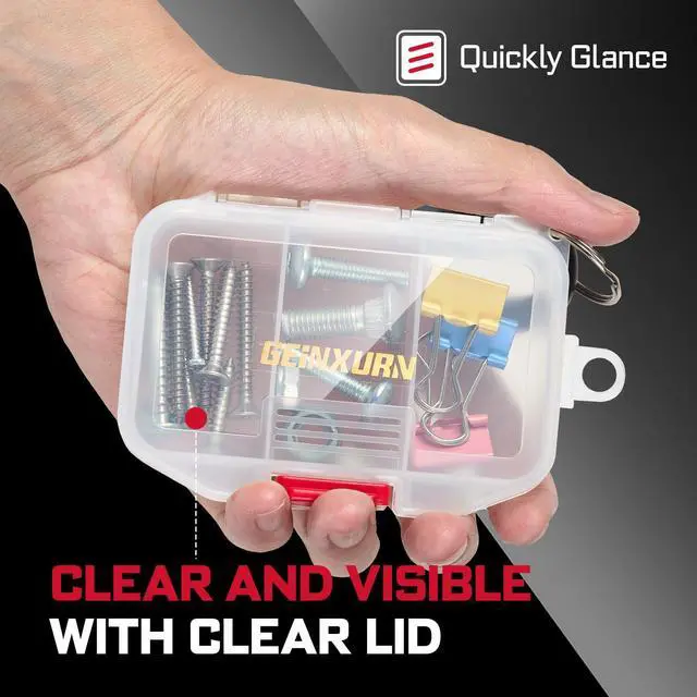 Alt view image 5 of 7 - Small Parts Organizer, 4Pcs Plastic Transparent Portable Tools Boxes with Dividers for Small Accessories Storage Cases