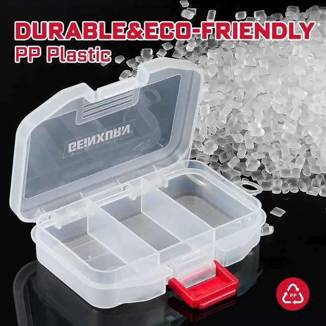 Alt view image 7 of 7 - Small Parts Organizer, 4Pcs Plastic Transparent Portable Tools Boxes with Dividers for Small Accessories Storage Cases