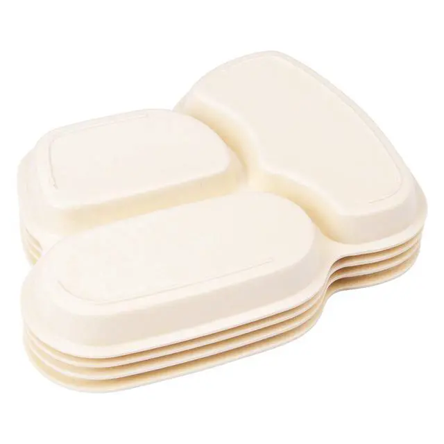 Alt view image 5 of 7 - Kid Plate Set Bamboo Toddler Plates Dinnerware Dinner Dish Set Baby Feeding Spill Proof Divided Plate - Baby Spoon and fork 3-Piece Set for Kids and Toddlers Teaches Child Portion Control