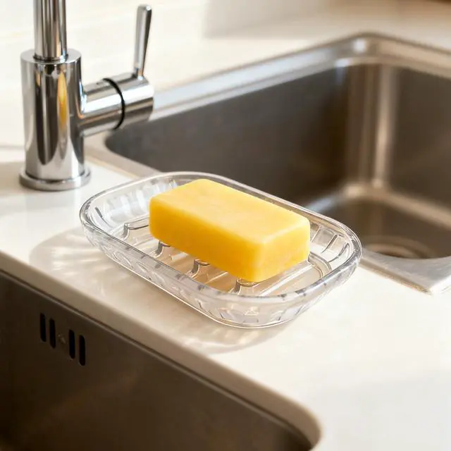 Alt view image 5 of 6 - 2 Pack Soap Dish Holder for Bar Soap, Bathroom Soap Dishes Bar Soap Holder Tray, Soap Dishes for Shower Bathroom, Kitchen Sink Soap Dish, Clear