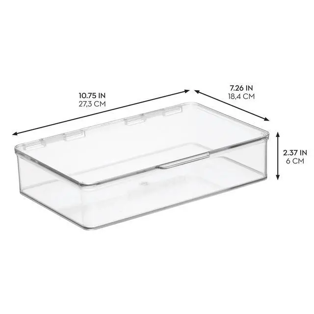 Alt view image 2 of 7 - Kitchen Binz BPA-Free Plastic Stackable Organizer Box with Lid - 7.26" x 10.75" x 2.37", Clear