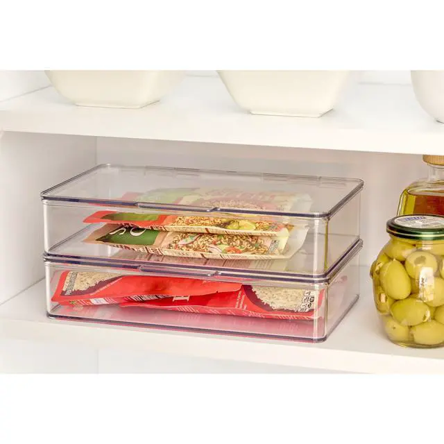 Alt view image 6 of 7 - Kitchen Binz BPA-Free Plastic Stackable Organizer Box with Lid - 7.26" x 10.75" x 2.37", Clear