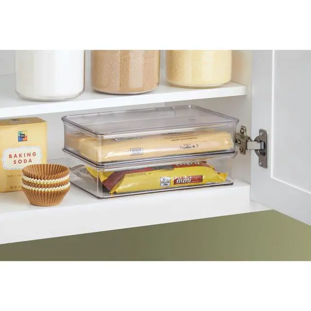 Alt view image 5 of 7 - Kitchen Binz BPA-Free Plastic Stackable Organizer Box with Lid - 7.26" x 10.75" x 2.37", Clear