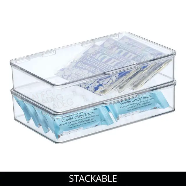 Alt view image 3 of 7 - Kitchen Binz BPA-Free Plastic Stackable Organizer Box with Lid - 7.26" x 10.75" x 2.37", Clear