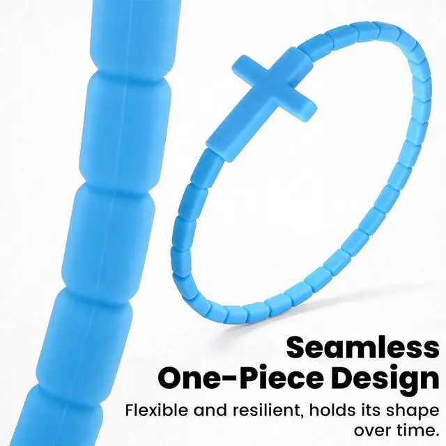 Alt view image 3 of 5 - 20 Pcs Silicone Cross Bracelets for Kids & Adults - Religious Jesus Faith Bracelet Set, Stretchable Rubber Wristbands for Easter, Baptism, Church Party Favors, Bulk Multi-Color Christian Gifts