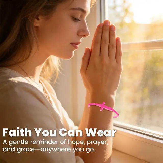 Alt view image 5 of 5 - 20 Pcs Silicone Cross Bracelets for Kids & Adults - Religious Jesus Faith Bracelet Set, Stretchable Rubber Wristbands for Easter, Baptism, Church Party Favors, Bulk Multi-Color Christian Gifts