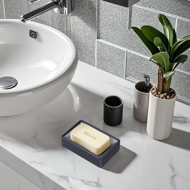 Alt view image 6 of 6 - Soap Dish Tray with Drain, Stainless Steel Soap Bar Holder for Bathroom Shower Kitchen Sink, Double Layer Draining Soap Container Box with Suction Cups
