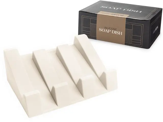 Main image of Silicone Soap Dish (USA Patented) Self Draining Bar Soap Holder for Shower Bathroom Sink, Drying Soap Dish Tray Sponge Holder Easy Cleaning Soap Saver Travel Accessories (Beige, 1)