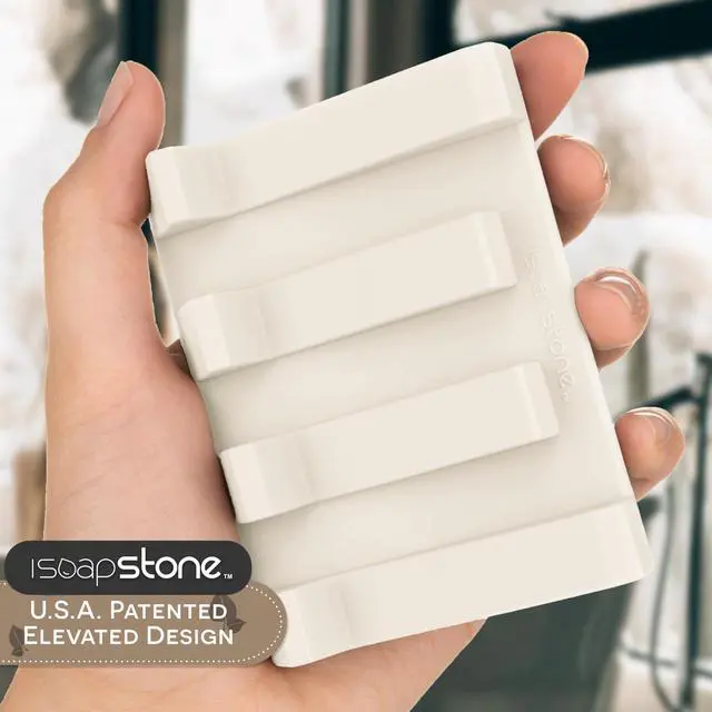 Alt view image 2 of 6 - Silicone Soap Dish (USA Patented) Self Draining Bar Soap Holder for Shower Bathroom Sink, Drying Soap Dish Tray Sponge Holder Easy Cleaning Soap Saver Travel Accessories (Beige, 1)