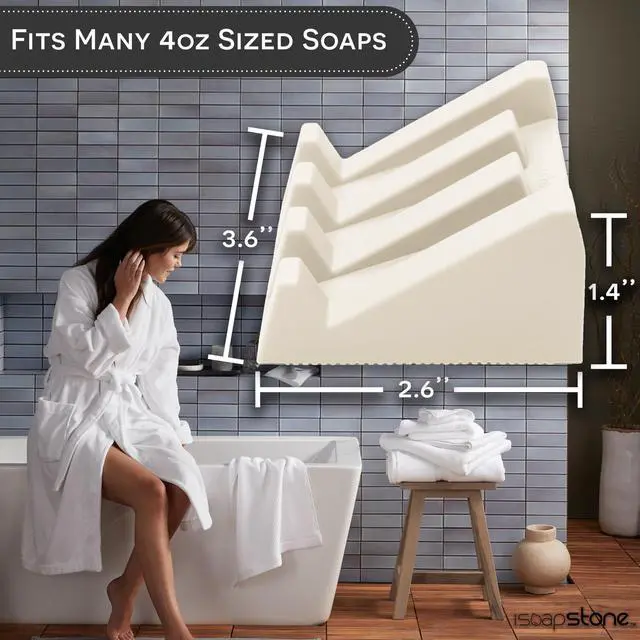 Alt view image 4 of 6 - Silicone Soap Dish (USA Patented) Self Draining Bar Soap Holder for Shower Bathroom Sink, Drying Soap Dish Tray Sponge Holder Easy Cleaning Soap Saver Travel Accessories (Beige, 1)