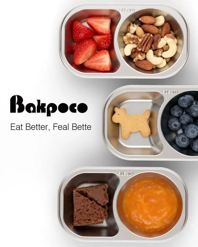 Alt view image 3 of 7 - 2PCS Stainless Steel Toddler Plates with 2 Dividers, Kids Plates for Snack Portion Control, Small Divided Plate for Baby Feeding & Adults Camping, Non-toxic Dishwasher Safe Metal Dish