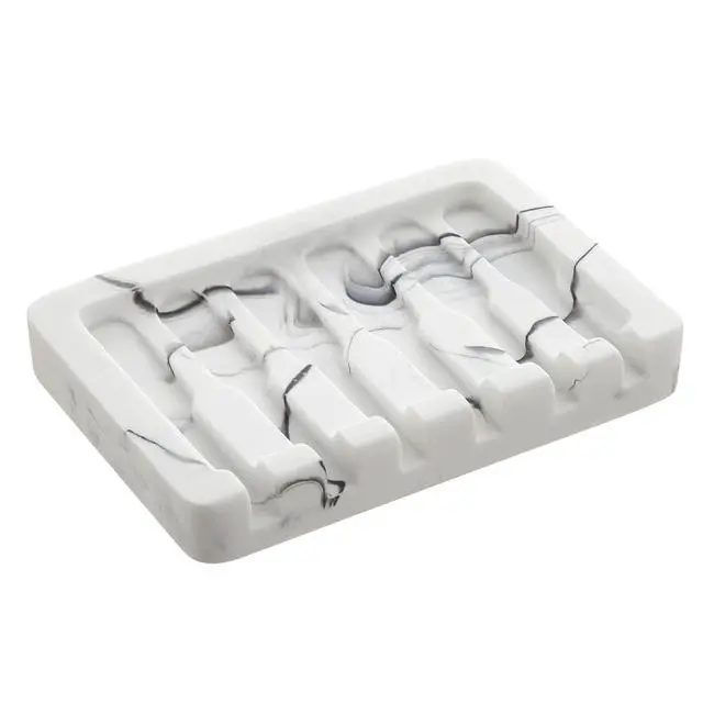 Alt view image 2 of 7 - Self Draining Soap Dish - Marble Look Soap Holder Tray Savers Box Container Sponge Holder for Bathroom Shower Kitchen, White