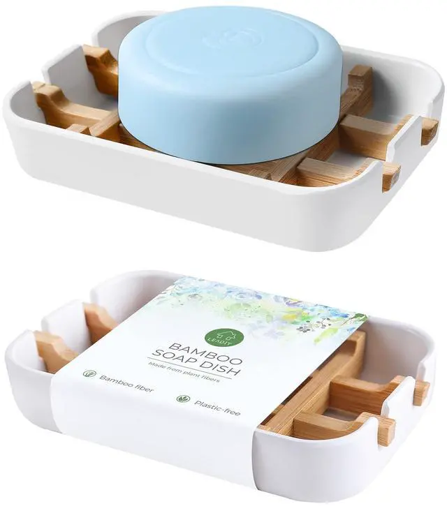 Main image of Soap Dishes for Bar Soap,2 Pack Environmentally-Friendly Bathroom Soap Dishes (Removable),2Pcs/Set Bamboo Soap Dishes Holder,Bathroom Sink Soap Dish,White