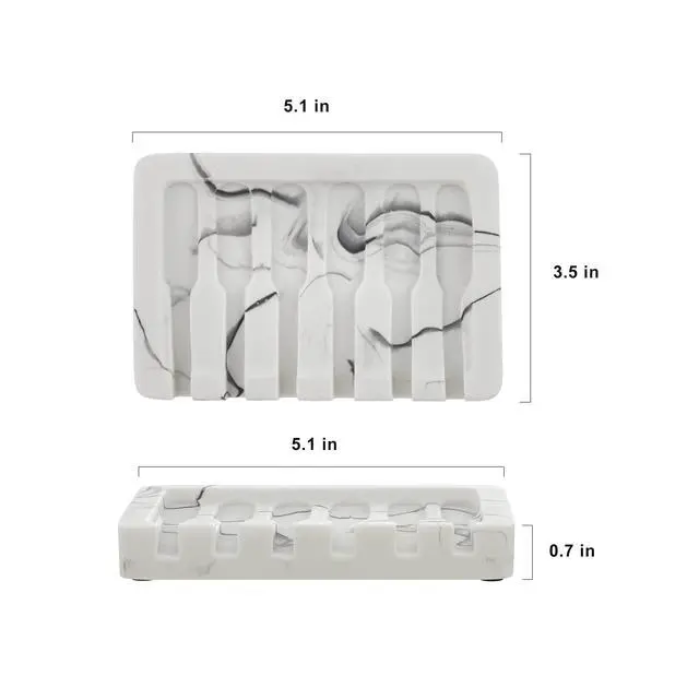 Alt view image 6 of 7 - Self Draining Soap Dish - Marble Look Soap Holder Tray Savers Box Container Sponge Holder for Bathroom Shower Kitchen, White
