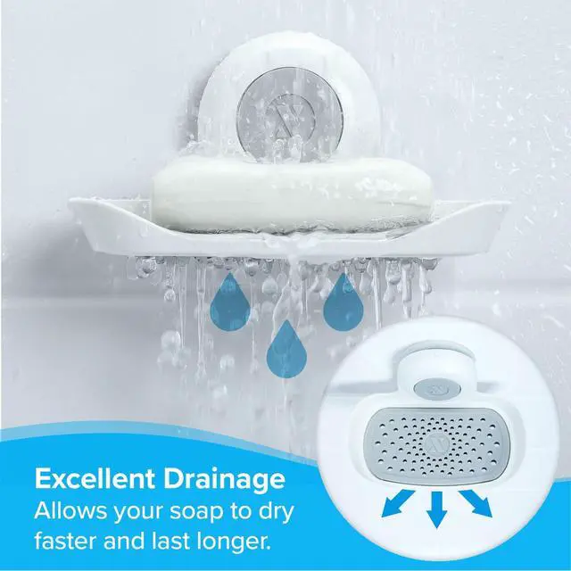 Alt view image 4 of 6 - Strong Hold Soap Saver, Suction Cup Soap Holder, Must Have Universal Kitchen & Bathroom Shower Accessories, White