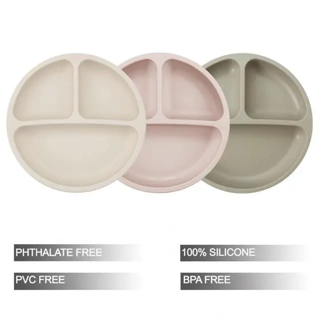 Alt view image 2 of 7 - 9-Piece Toddler Plates & Utensils Set, 3-Pack Suction Plates with 3 Spoons & 3 Forks, Silicone Baby Feeding Set